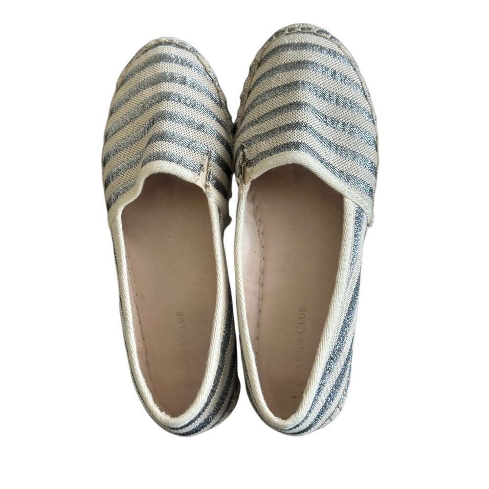 Charter Club Joeey Round Toe Metallic Stripe Espadrille Flats Size 8.5